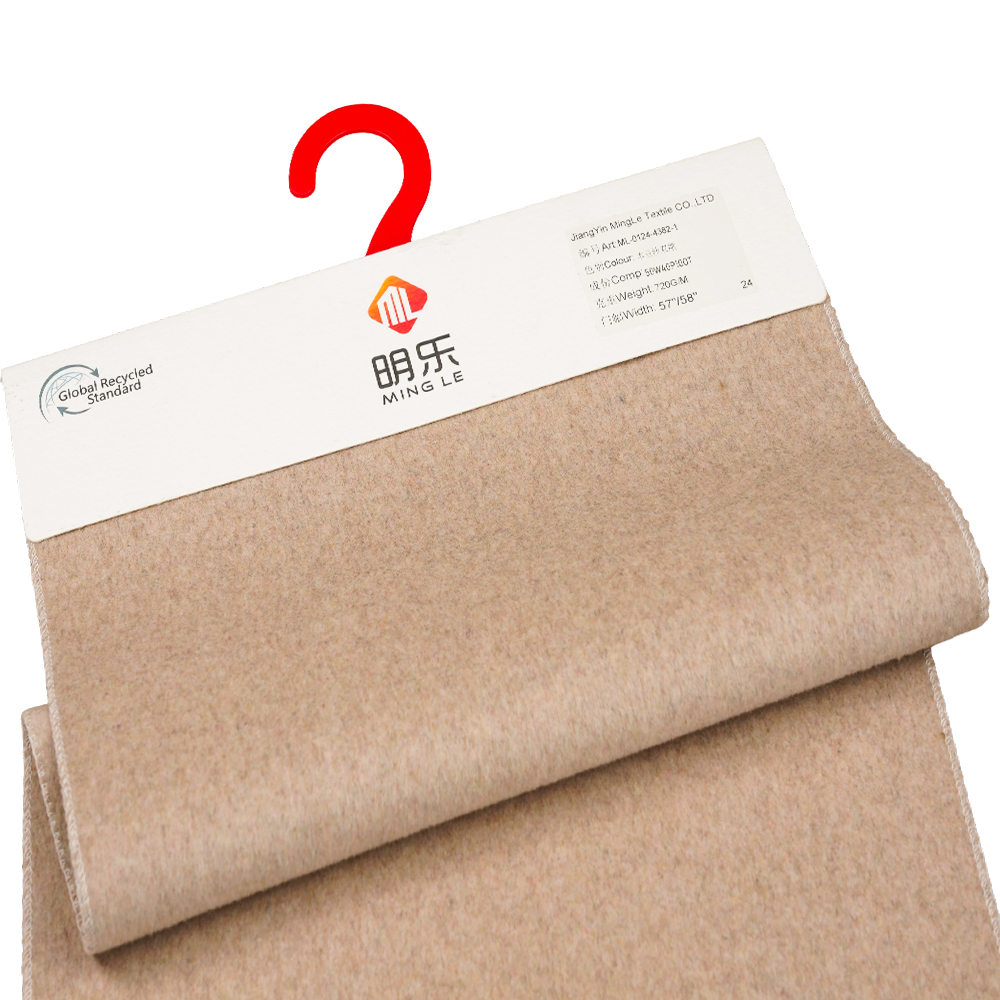 50% Len, 40% Polyester, 10% Sợi khác, 720G/M, Màu dán đậu, Vải len hai mặt dày, ML-0124-4382-1