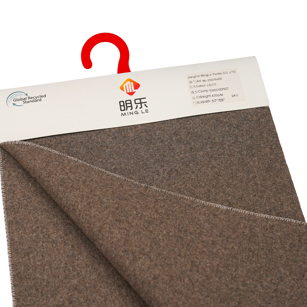 70% Len, 10% Cashmere, 10% Polyester, 10% Chất xơ khác, 670G/M, Cà phê hỗn hợp, Vải Melton, ML-232270-670