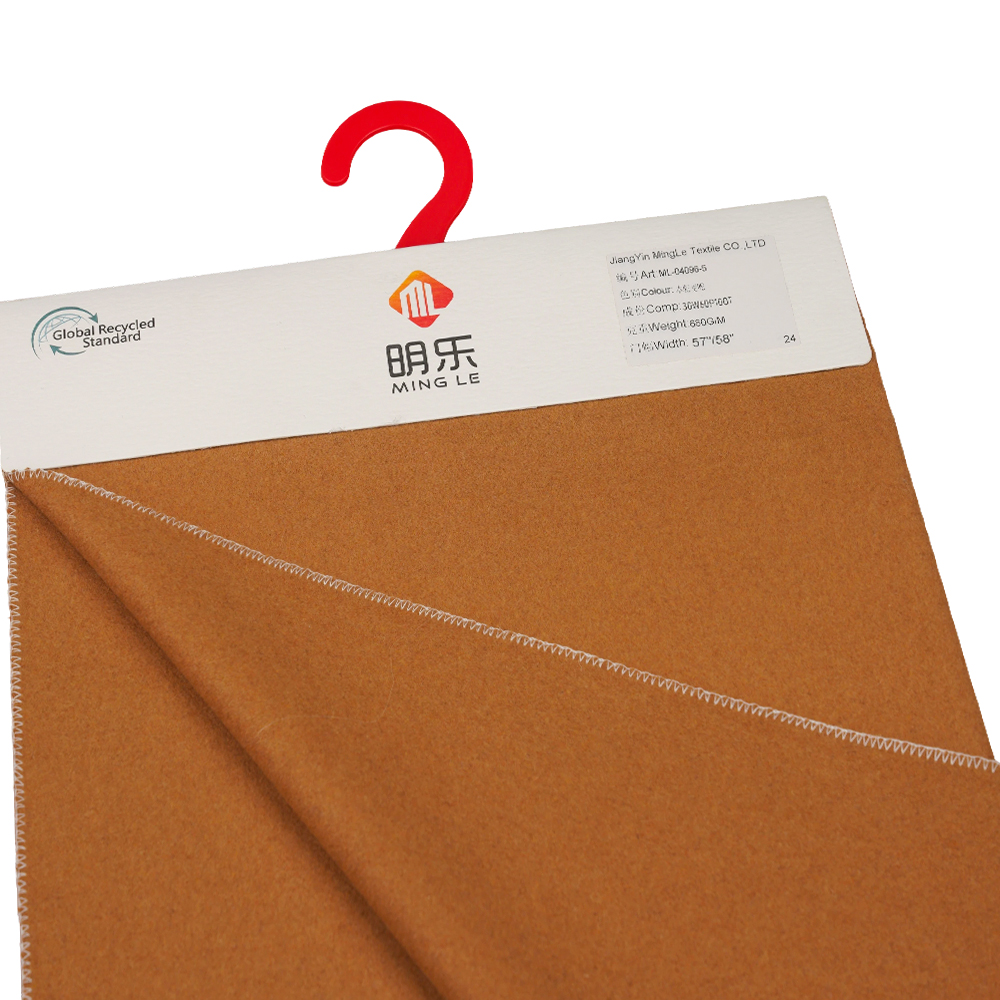 30% Len, 60% Polyester, 10% Sợi khác, 680G/M, Lúa mì nâu, Vải phủ Melton, ML-04096-5