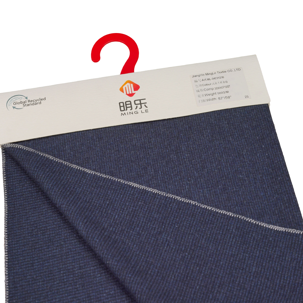 30% Len, 60% Polyester, 10% Sợi khác, 560G/M, Benzhiqing + Xanh lam, Vải Tweed sọc ngang, ML-04231230