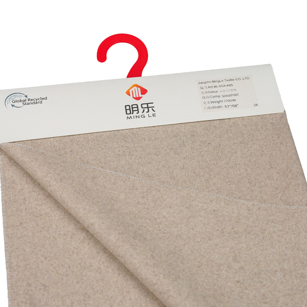 50% Len, 40% Polyester, 10% Sợi khác, 770G/M, Bột đậu nhẹ tự nhiên, Vải chéo Melton, ML-0124-4425