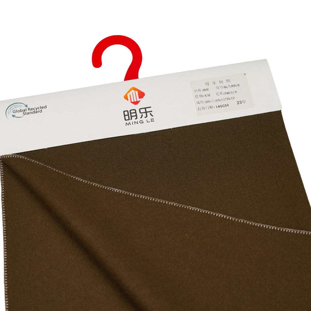 50% Len, 40% Polyester, 10% Sợi khác, 740G/M, Xanh quân đội, Vải chéo Melton, ML-TUREN-B