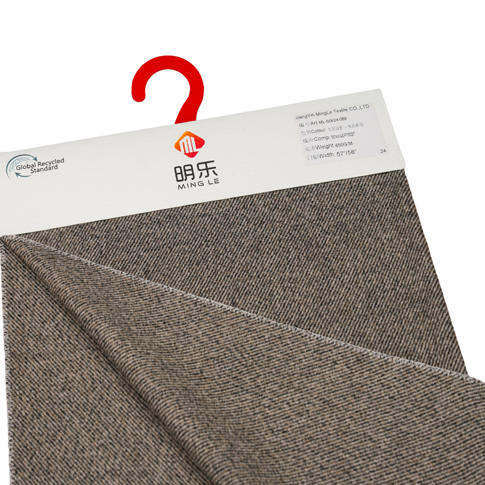 50% Len, 40% Polyester, 10% Sợi khác, 650G/M, Đen Phối Nâu + Beigetwill, Vải Melton, ML-S0624-089