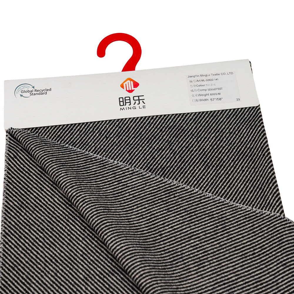 50% Len, 40% Polyester, 10% Sợi khác, 680G/M, Đen và Trắng, Vải chéo Melton, ML-S0622-141