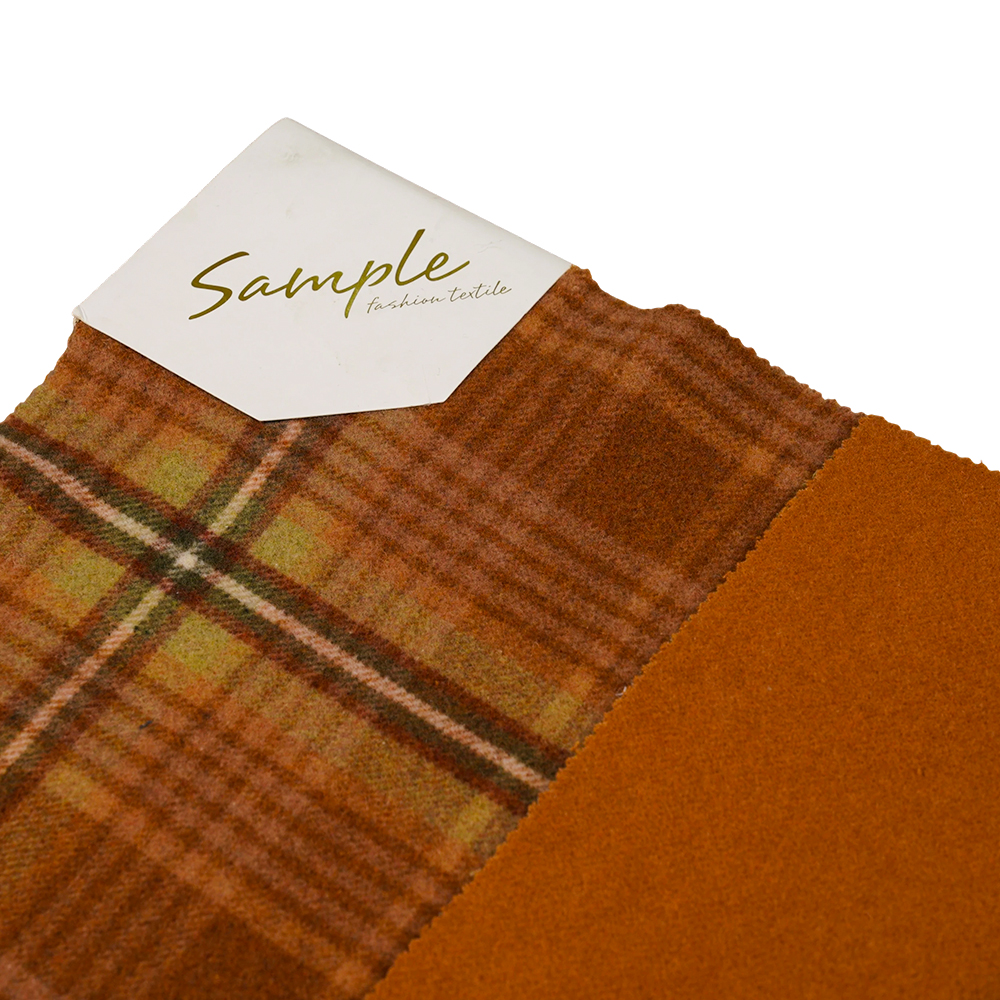 50% Len, 40% Polyester, 10% Sợi khác, 860G/M, Kẻ ca rô màu nâu và vàng, Vải nhung, ML-062142104