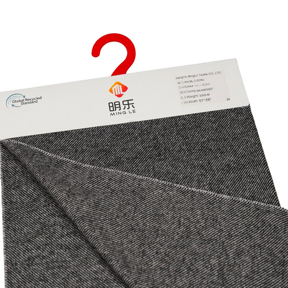 50% Len, 30% Polyester, 20% Sợi khác, 320G/M, Trắng nhạt + Đen, Vải Flannel đan chéo, ML-C-22104