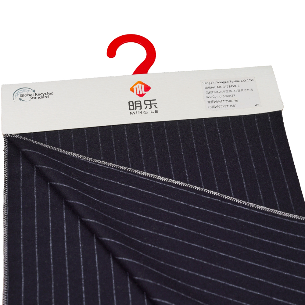 53% Len, 47% Polyester, 350G/M, Zhiqing + Trắng, Vải Flannel sọc dọc, ML-317245X-2