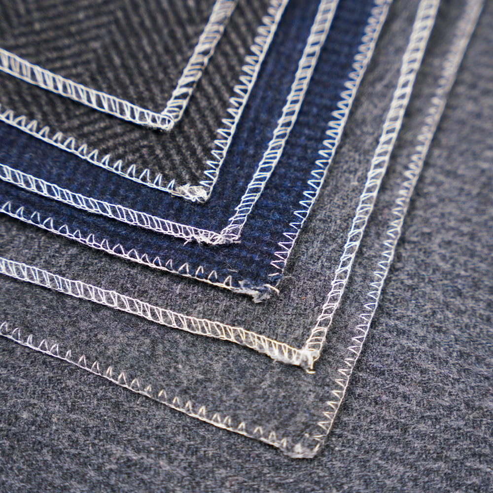 50% Len, 50% Sợi khác, 760G/M, Xám đậm + Xám vừa, Vải Melton họa tiết xương cá kẻ sọc, ML-241150-760