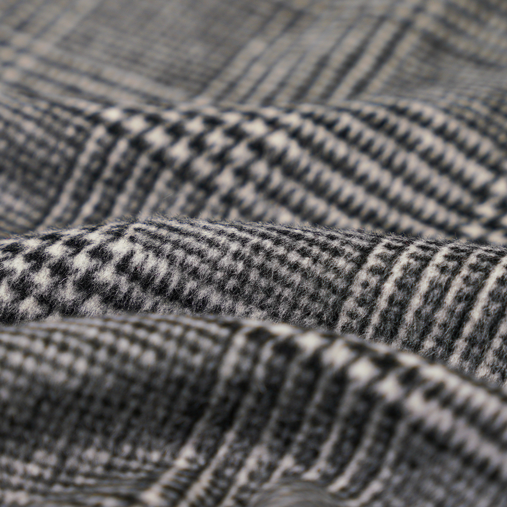 30% Len, 60% Polyester, 10% Sợi khác, 610G/M, Đen và Trắng, Vải phủ một mặt kẻ sọc, ML-20001