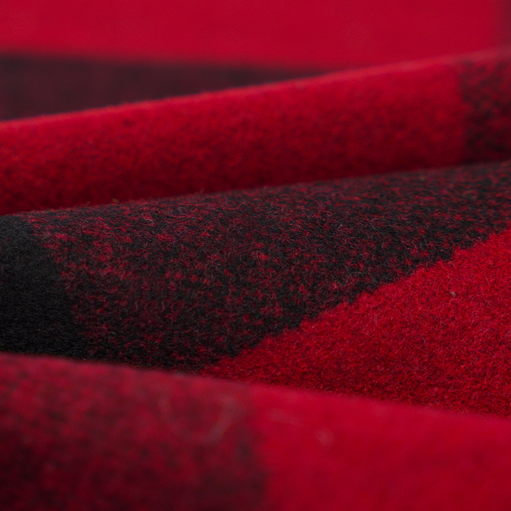 50% Len, 40% Polyester, 10% Sợi khác, 760G/M, Kẻ sọc đen và đỏ, Vải Melton, ML-3010354