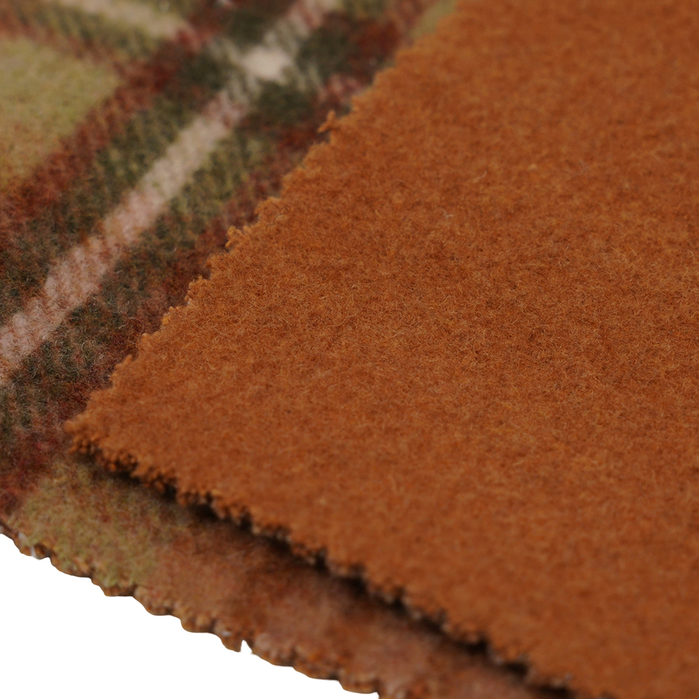 50% Len, 40% Polyester, 10% Sợi khác, 860G/M, Kẻ ca rô màu nâu và vàng, Vải nhung, ML-062142104