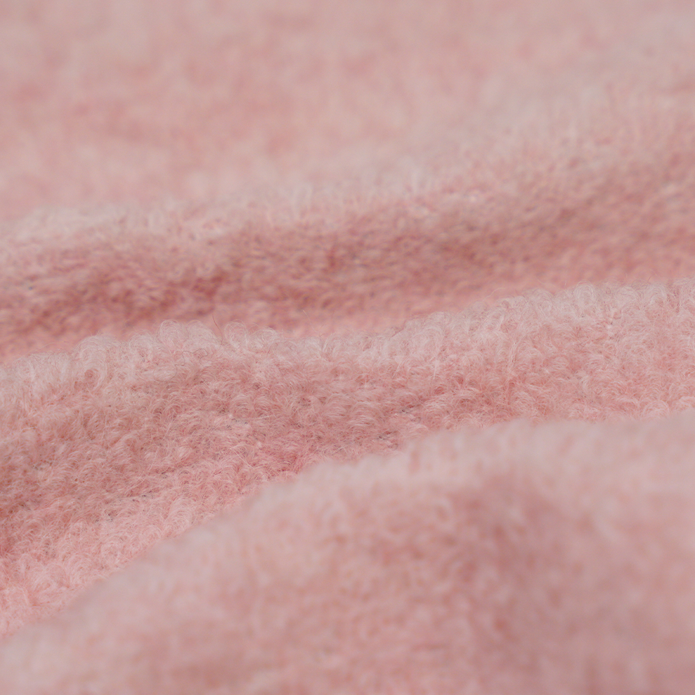 40% Len, 60% Polyester, 700-740G/M, Hồng Và Trắng, Vải Len Đan Vòng Vảy Cá Nhỏ, ML-26-X082022